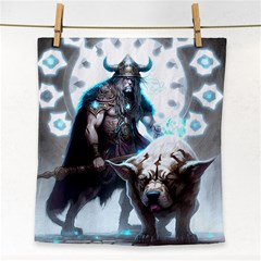 Ai Generated Viking God Fantasy Dog Norse Man Face Towel by danenraven