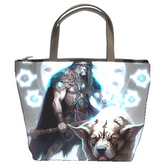 Ai Generated Viking God Fantasy Dog Norse Man Bucket Bag by danenraven