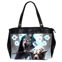 Ai Generated Viking God Fantasy Dog Norse Man Oversize Office Handbag (2 Sides) by danenraven