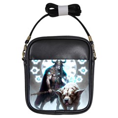 Ai Generated Viking God Fantasy Dog Norse Man Girls Sling Bag by danenraven