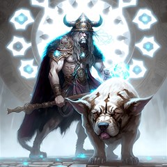 Ai Generated Viking God Fantasy Dog Norse Man Play Mat (square) by danenraven