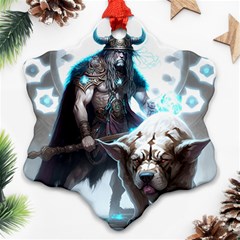 Ai Generated Viking God Fantasy Dog Norse Man Ornament (snowflake)