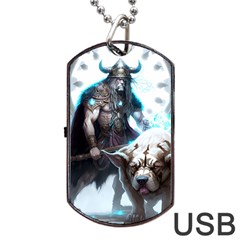 Ai Generated Viking God Fantasy Dog Norse Man Dog Tag Usb Flash (one Side) by danenraven