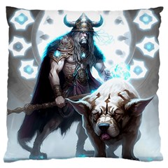 Ai Generated Viking God Fantasy Dog Norse Man Large Cushion Case (two Sides) by danenraven