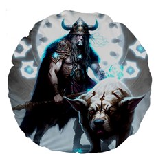 Ai Generated Viking God Fantasy Dog Norse Man Large 18  Premium Round Cushions by danenraven