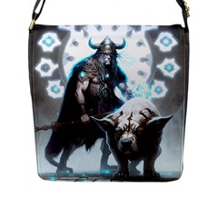 Ai Generated Viking God Fantasy Dog Norse Man Flap Closure Messenger Bag (l) by danenraven