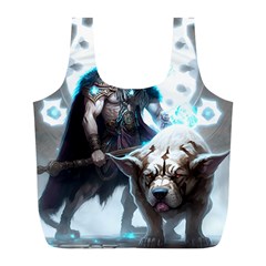 Ai Generated Viking God Fantasy Dog Norse Man Full Print Recycle Bag (l) by danenraven