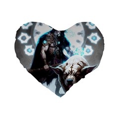 Ai Generated Viking God Fantasy Dog Norse Man Standard 16  Premium Flano Heart Shape Cushions by danenraven