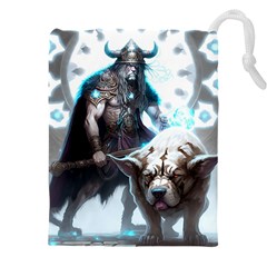 Ai Generated Viking God Fantasy Dog Norse Man Drawstring Pouch (4xl) by danenraven