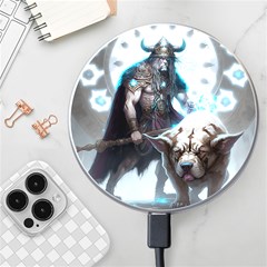 Ai Generated Viking God Fantasy Dog Norse Man Wireless Fast Charger(white) by danenraven