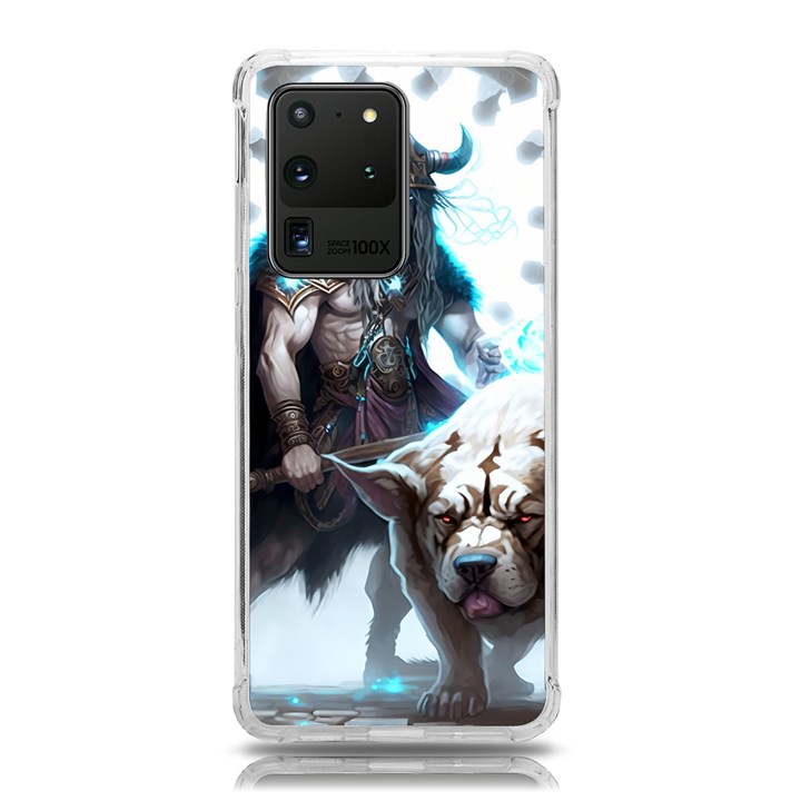 Ai Generated Viking God Fantasy Dog Norse Man Samsung Galaxy S20 Ultra 6.9 Inch TPU UV Case