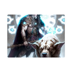 Ai Generated Viking God Fantasy Dog Norse Man One Side Premium Plush Fleece Blanket (mini) by danenraven