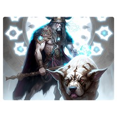 Ai Generated Viking God Fantasy Dog Norse Man One Side Premium Plush Fleece Blanket (extra Small)