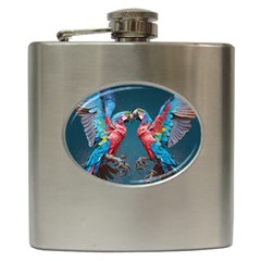 Birds Parrots Love Ornithology Species Fauna Hip Flask (6 Oz) by danenraven