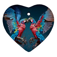 Birds Parrots Love Ornithology Species Fauna Heart Ornament (two Sides) by danenraven