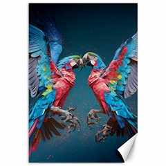 Birds Parrots Love Ornithology Species Fauna Canvas 12  X 18  by danenraven