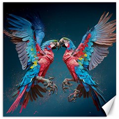 Birds Parrots Love Ornithology Species Fauna Canvas 20  X 20  by danenraven