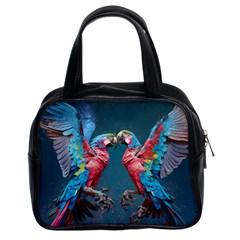 Birds Parrots Love Ornithology Species Fauna Classic Handbag (two Sides) by danenraven