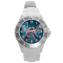 Birds Parrots Love Ornithology Species Fauna Round Plastic Sport Watch (l) by danenraven