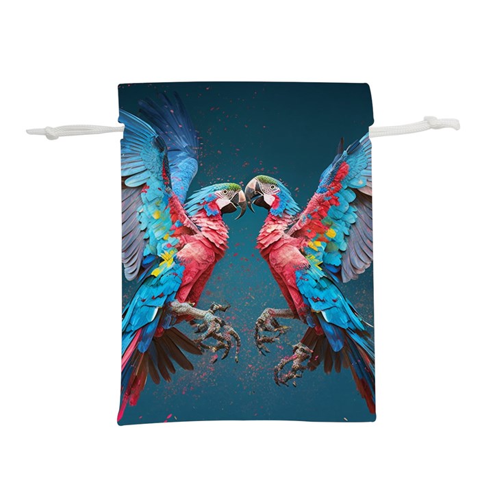 Birds Parrots Love Ornithology Species Fauna Lightweight Drawstring Pouch (L)