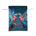 Birds Parrots Love Ornithology Species Fauna Lightweight Drawstring Pouch (L) Back