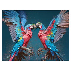 Birds Parrots Love Ornithology Species Fauna One Side Premium Plush Fleece Blanket (extra Small)