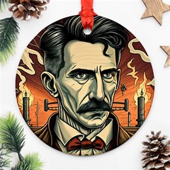 Ai Generated Nikola Tesla Tesla Nikolas Electricity Ornament (round) by danenraven