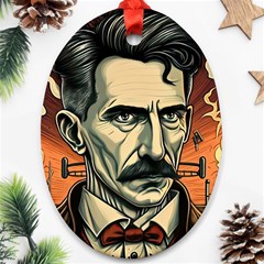 Ai Generated Nikola Tesla Tesla Nikolas Electricity Ornament (oval) by danenraven