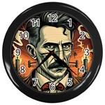 Ai Generated Nikola Tesla Tesla Nikolas Electricity Wall Clock (Black) Front