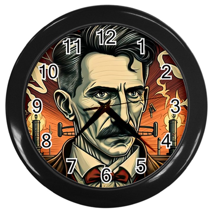 Ai Generated Nikola Tesla Tesla Nikolas Electricity Wall Clock (Black)