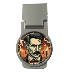 Ai Generated Nikola Tesla Tesla Nikolas Electricity Money Clips (round)  by danenraven