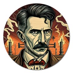 Ai Generated Nikola Tesla Tesla Nikolas Electricity Magnet 5  (round) by danenraven