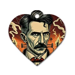 Ai Generated Nikola Tesla Tesla Nikolas Electricity Dog Tag Heart (one Side) by danenraven