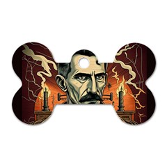 Ai Generated Nikola Tesla Tesla Nikolas Electricity Dog Tag Bone (two Sides) by danenraven