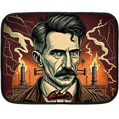 Ai Generated Nikola Tesla Tesla Nikolas Electricity One Side Fleece Blanket (mini) by danenraven