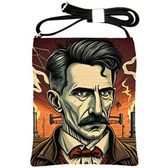 Ai Generated Nikola Tesla Tesla Nikolas Electricity Shoulder Sling Bag by danenraven