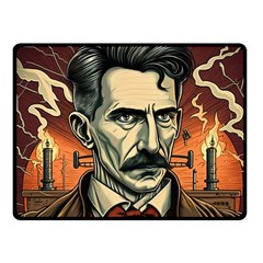 Ai Generated Nikola Tesla Tesla Nikolas Electricity One Side Fleece Blanket (small) by danenraven