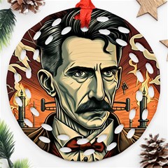 Ai Generated Nikola Tesla Tesla Nikolas Electricity Ornament (round Filigree) by danenraven