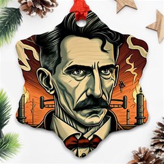 Ai Generated Nikola Tesla Tesla Nikolas Electricity Ornament (snowflake) by danenraven