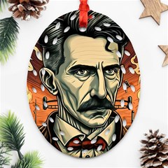 Ai Generated Nikola Tesla Tesla Nikolas Electricity Ornament (oval Filigree) by danenraven