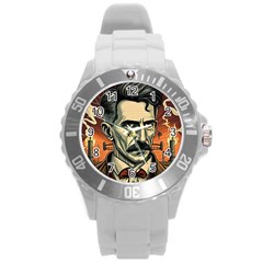 Ai Generated Nikola Tesla Tesla Nikolas Electricity Round Plastic Sport Watch (l) by danenraven