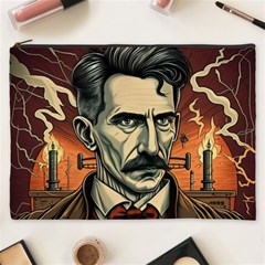 Ai Generated Nikola Tesla Tesla Nikolas Electricity Cosmetic Bag (xxxl) by danenraven