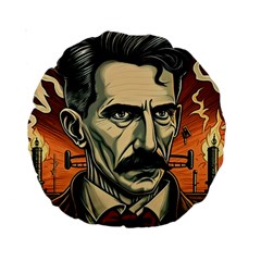 Ai Generated Nikola Tesla Tesla Nikolas Electricity Standard 15  Premium Round Cushions by danenraven