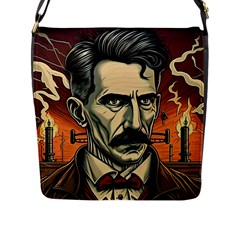 Ai Generated Nikola Tesla Tesla Nikolas Electricity Flap Closure Messenger Bag (l) by danenraven