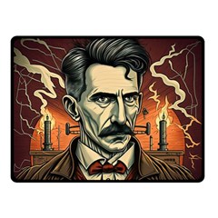 Ai Generated Nikola Tesla Tesla Nikolas Electricity Fleece Blanket (small) by danenraven