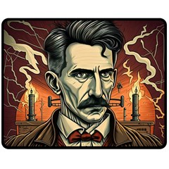 Ai Generated Nikola Tesla Tesla Nikolas Electricity Fleece Blanket (medium) by danenraven