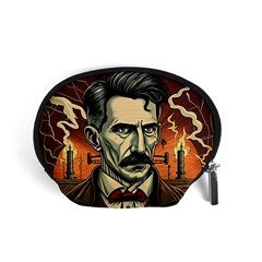 Ai Generated Nikola Tesla Tesla Nikolas Electricity Accessory Pouch (small) by danenraven