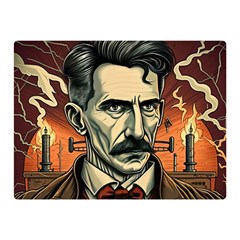 Ai Generated Nikola Tesla Tesla Nikolas Electricity Premium Plush Fleece Blanket (mini) by danenraven