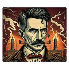 Ai Generated Nikola Tesla Tesla Nikolas Electricity Premium Plush Fleece Blanket (small) by danenraven