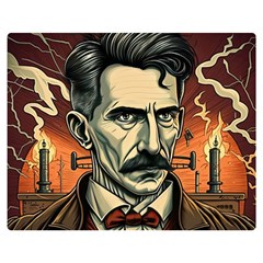 Ai Generated Nikola Tesla Tesla Nikolas Electricity Premium Plush Fleece Blanket (medium) by danenraven